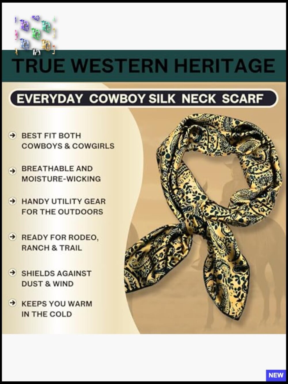 36 Inch Square Paisley Print Fashion Scarf Silk Blend Unisex Western Bandana - Picture 2 of 4